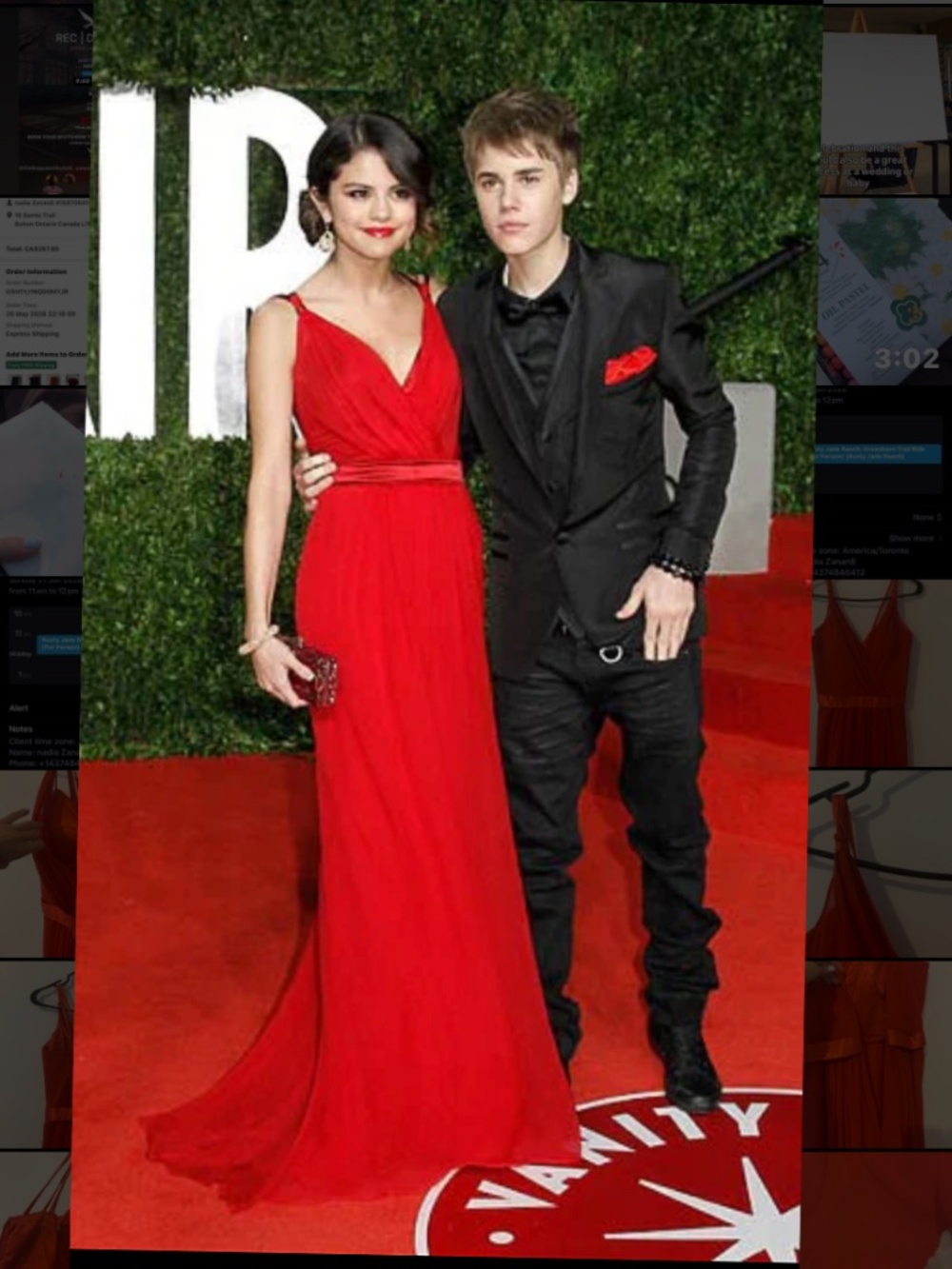 Red Chiffon and silk Prom Dress